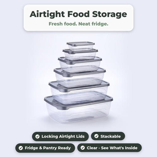 Airtight stackable food storage containers with locking lids