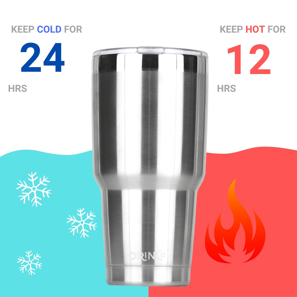 DRINCO 30oz Tumbler with Lid and 2 Straws, Brushed