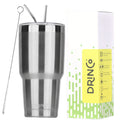 DRINCO 30oz Tumbler with Lid and 2 Straws, Brushed